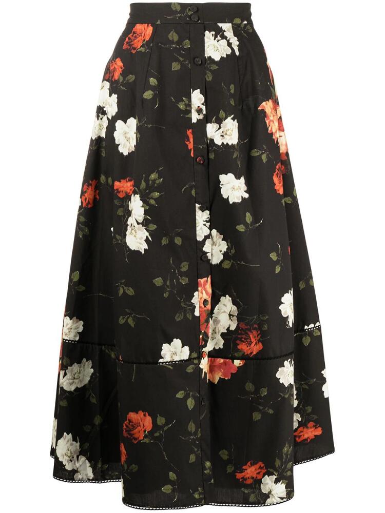 ERDEM floral-print pleated skirt - Black Cover