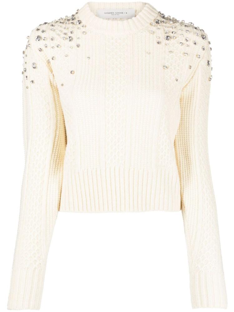 Golden Goose crystal-embellished virgin wool jumper - Neutrals Cover