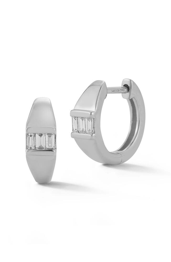 Dana Rebecca Designs Sadie Pearl Diamond Baguette Center Hoop Earrings in White Gold Cover