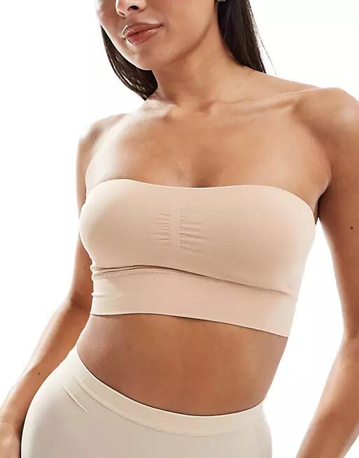 Lindex seamless bandeau soft bra with removable padding in beige-Neutral Cover