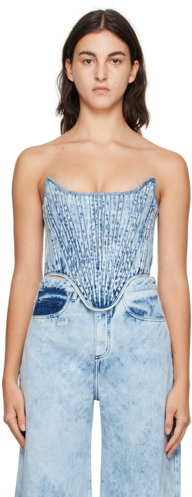 Marques Almeida Blue Paneled Denim Corset Cover