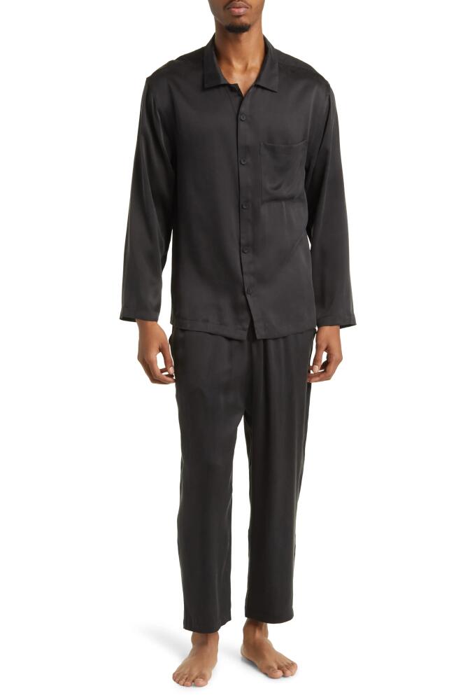 Lunya Long Sleeve Washable Silk Pajamas in Immersed Black Cover