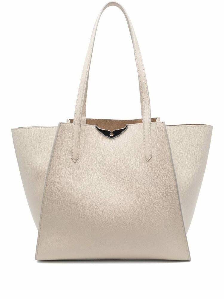 Zadig&Voltaire logo-plaque leather tote bag - White Cover