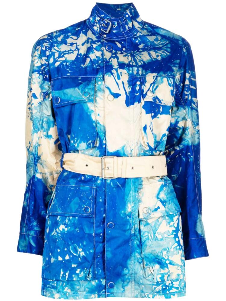 Stain Shade belted tie dye-print jacket - Blue Cover