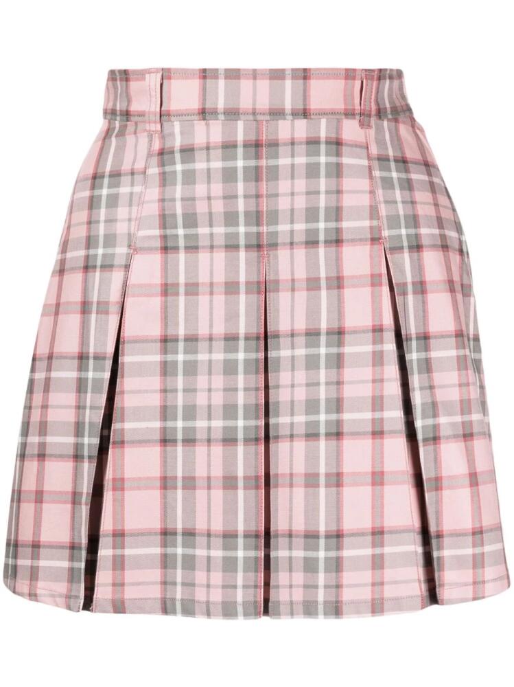 CHOCOOLATE pleated check-pattern mini skirt - Pink Cover