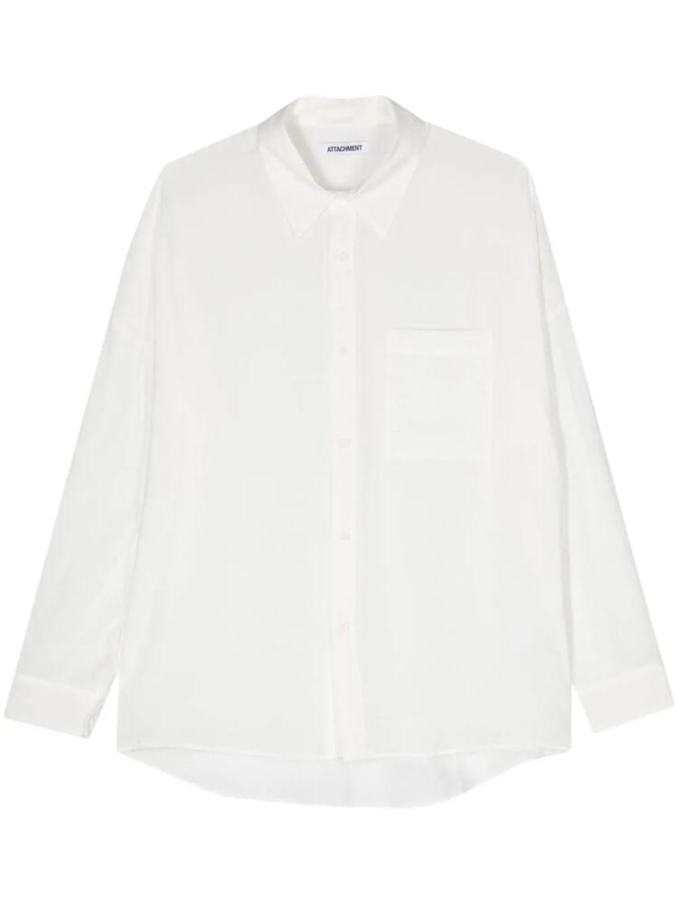 Attachment crinkled long-sleeve shirt - White Cover