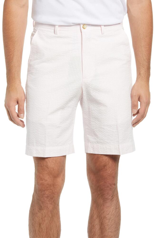 Berle Flat Front Seersucker Shorts in Pink Cover