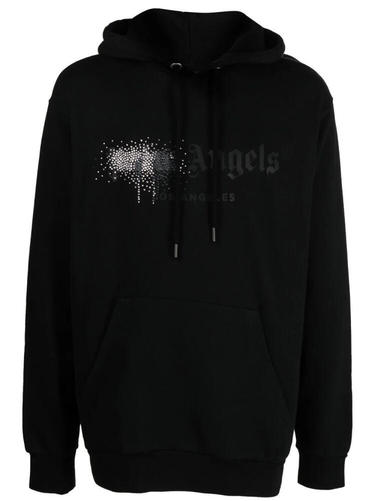 Palm Angels rhinestone-embellished logo print hoodie - Black Cover