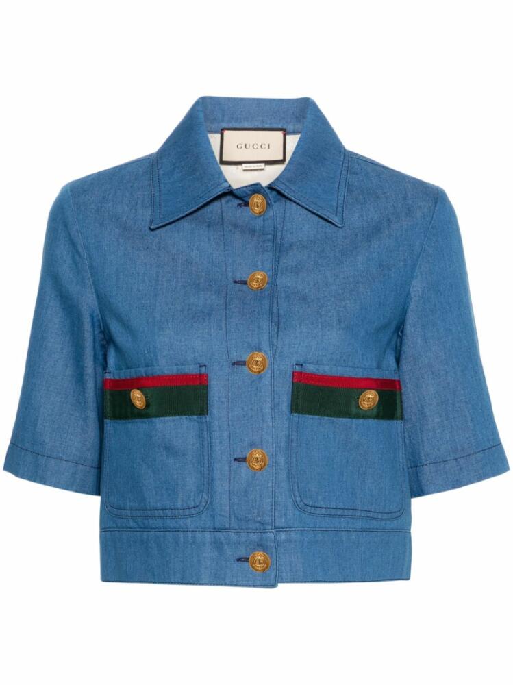 Gucci Web-stripe denim shirt - Blue Cover