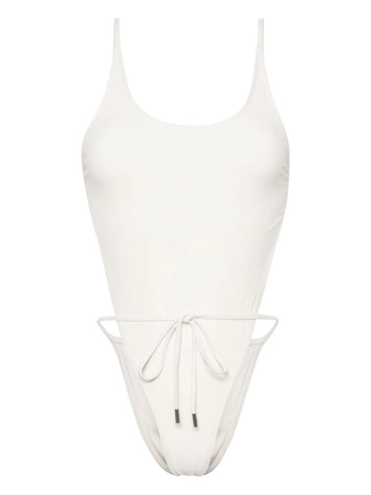 Saint Laurent tied open-side swimsuit - Neutrals Cover