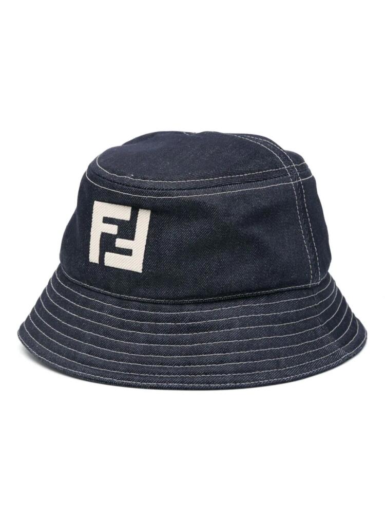 FENDI FF-motif denim bucket hat - Blue Cover