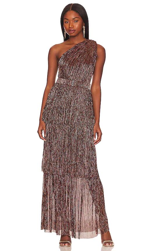 Sabina Musayev x REVOLVE Terina Gown in Metallic Bronze Cover