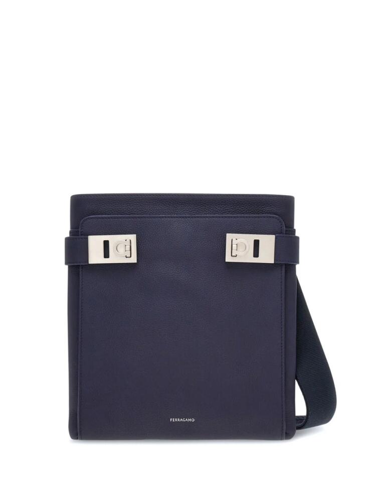 Ferragamo Gancini-buckle leather shoulder bag - Blue Cover