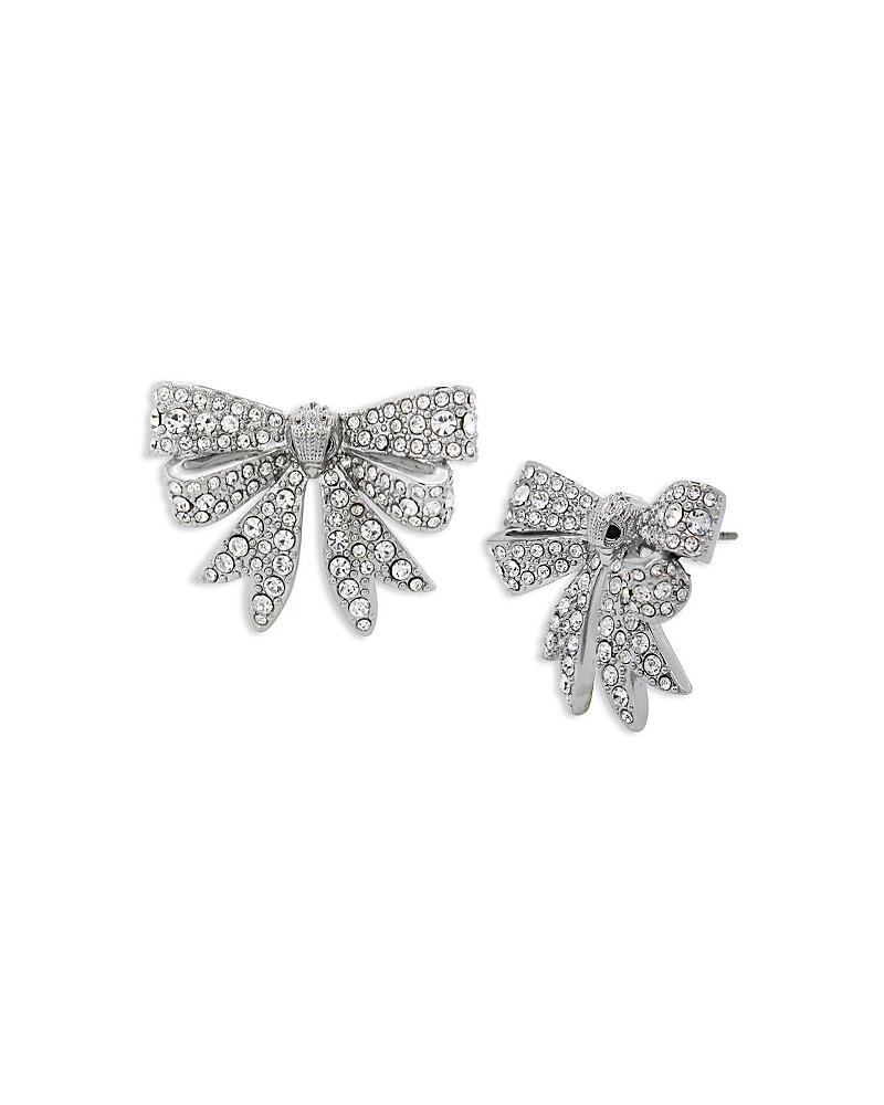 Kurt Geiger London Pave Eagle Head Bow Stud Earrings in Rhodium Plated Cover