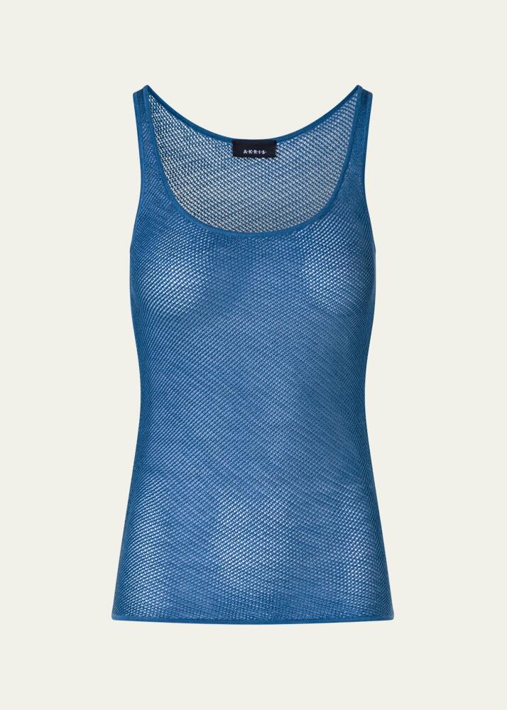 Akris Silk Knit Grid Tank Top Cover