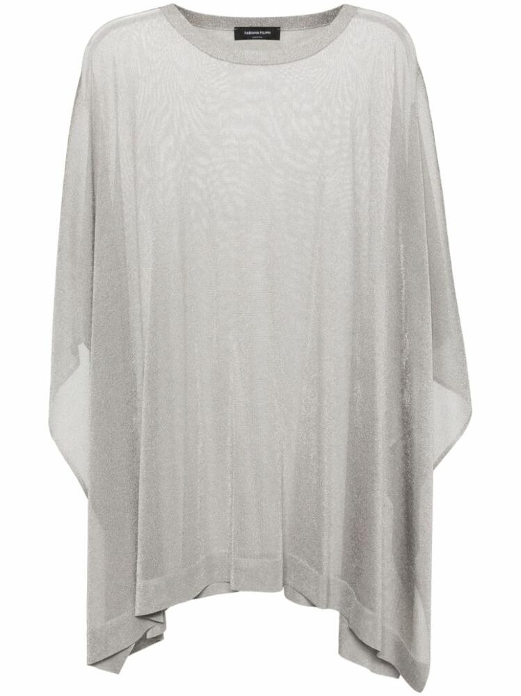 Fabiana Filippi semi-sheer knitted cape - Grey Cover