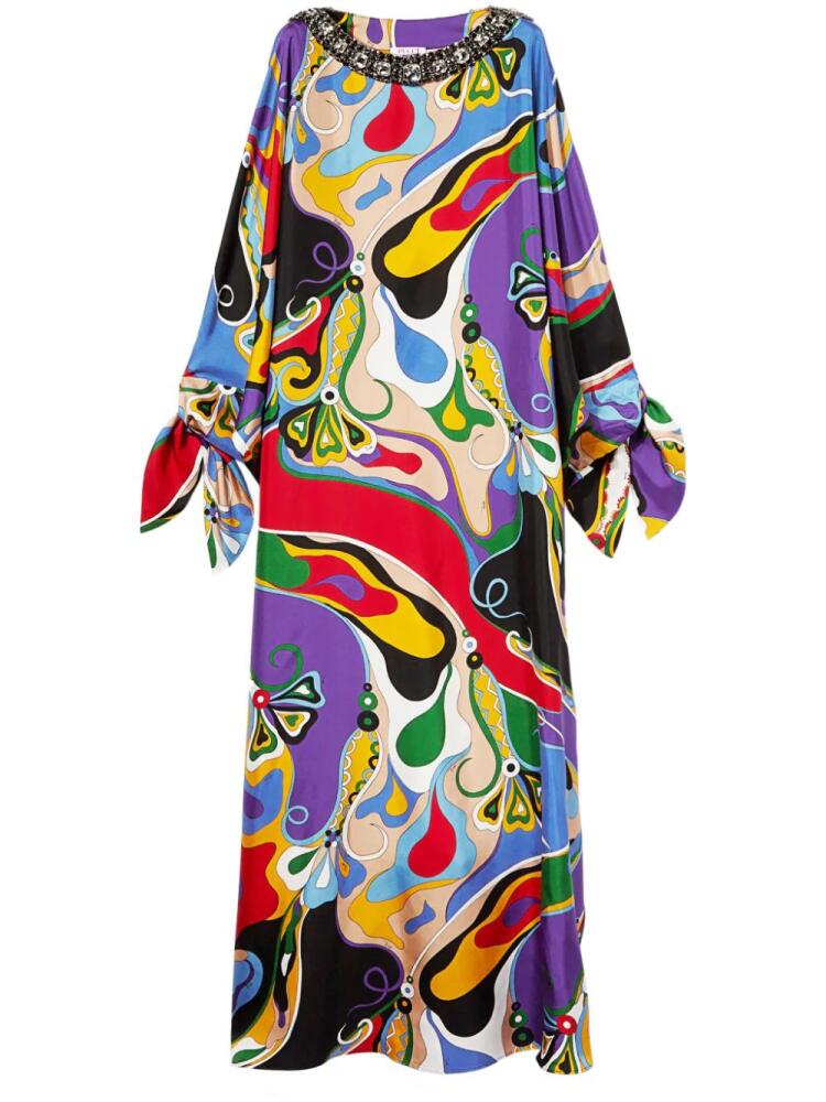 PUCCI Orchidee-print silk kaftan - Blue Cover