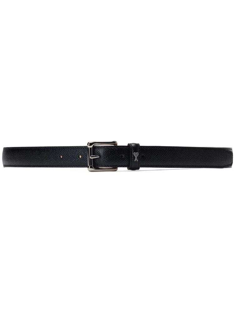 AMI Paris logo-plaque leather belt - Black Cover