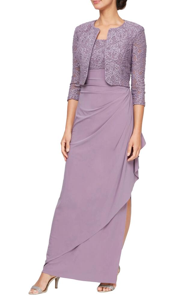 Alex Evenings Empire Waist Gown with Bolero Jacket in Icy Orchid Cover