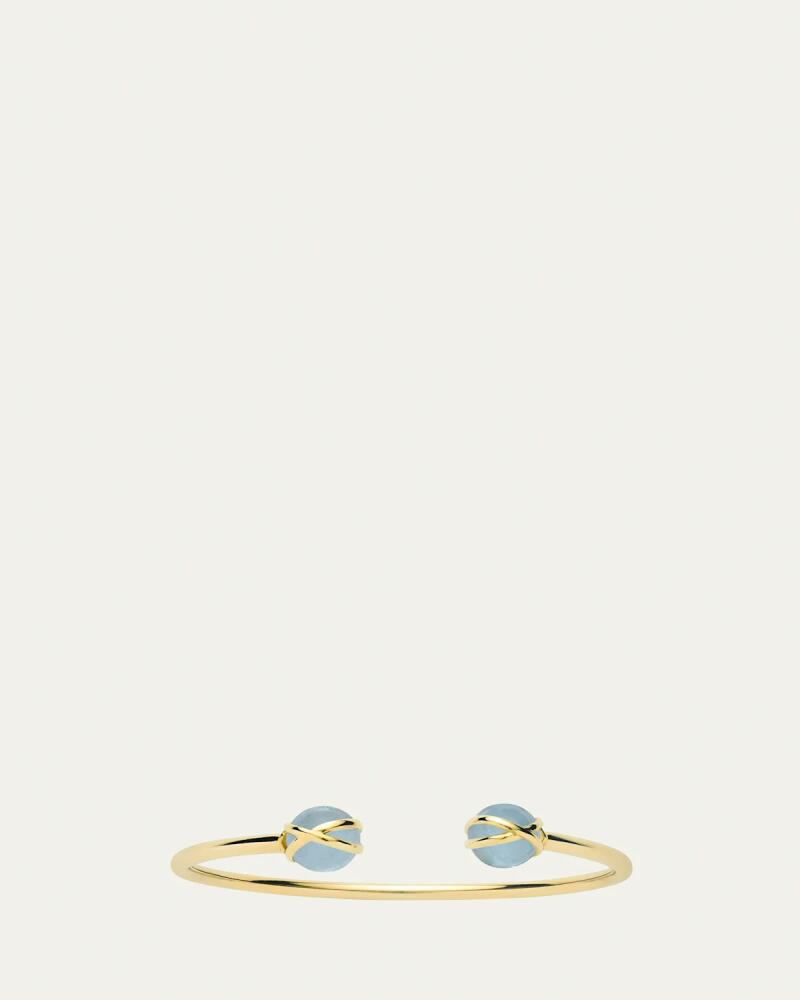 L. Klein Prisma 18k Gold Bangle Bracelet with Aquamarine Cover