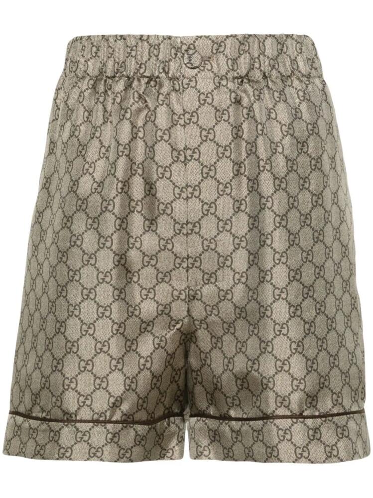 Gucci GG Supreme-print satin shorts - Neutrals Cover