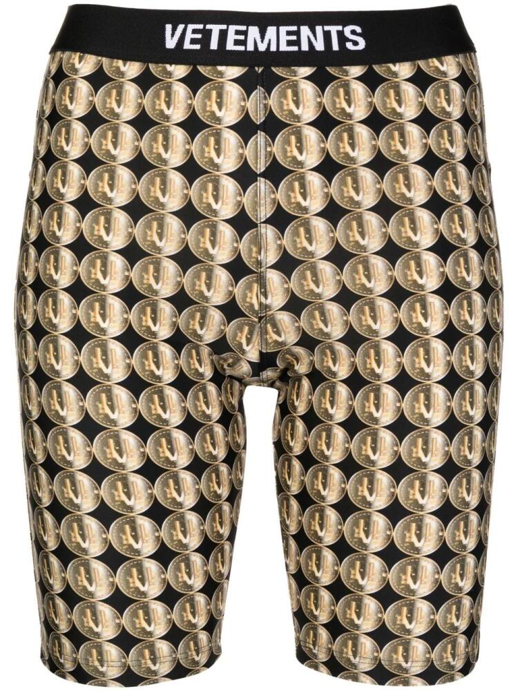 VETEMENTS logo-print cycling shorts - Gold Cover