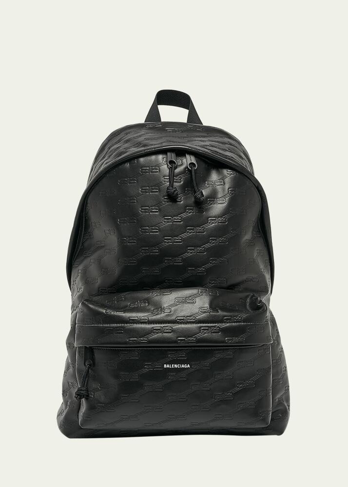 Balenciaga Men's Signature BB Embossed Leather Backpack Cover