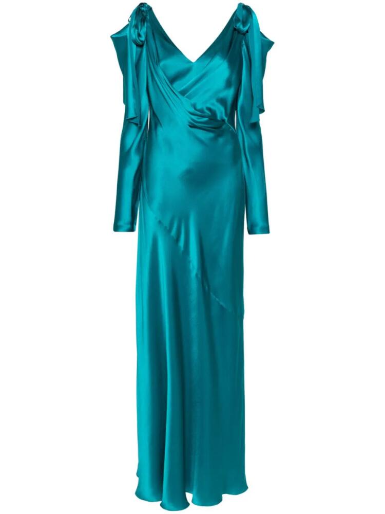 Alberta Ferretti V-neck satin maxi dress - Green Cover