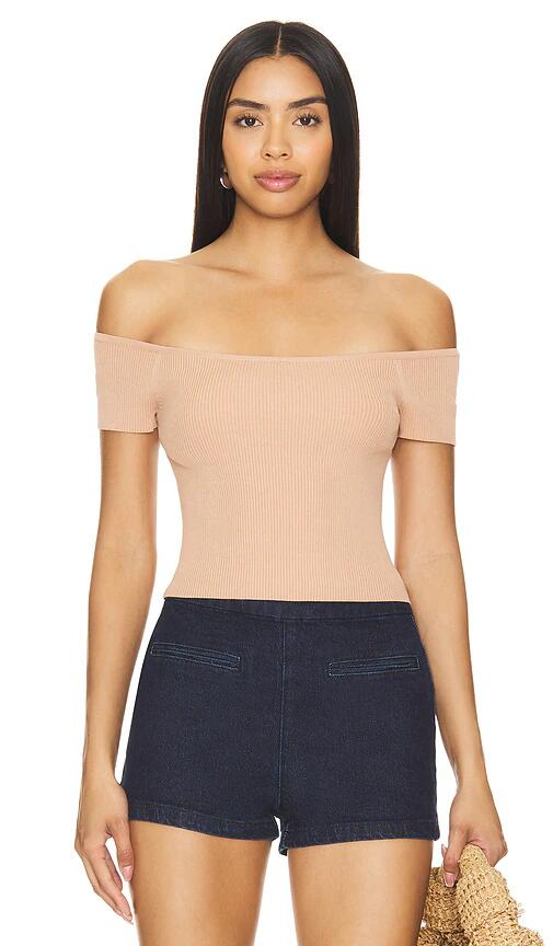 525 Kristin Off The Shoulder Top in Beige Cover