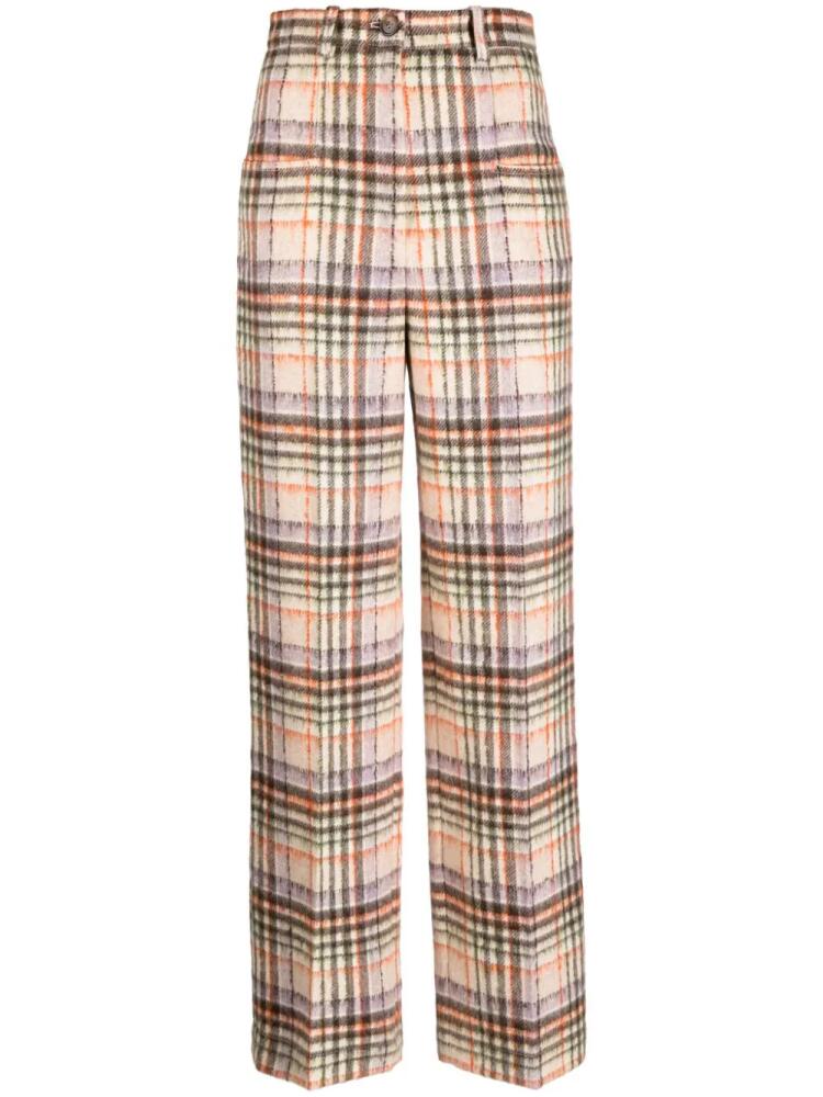 Sonia Rykiel checked felted wool straight-leg trousers - Brown Cover