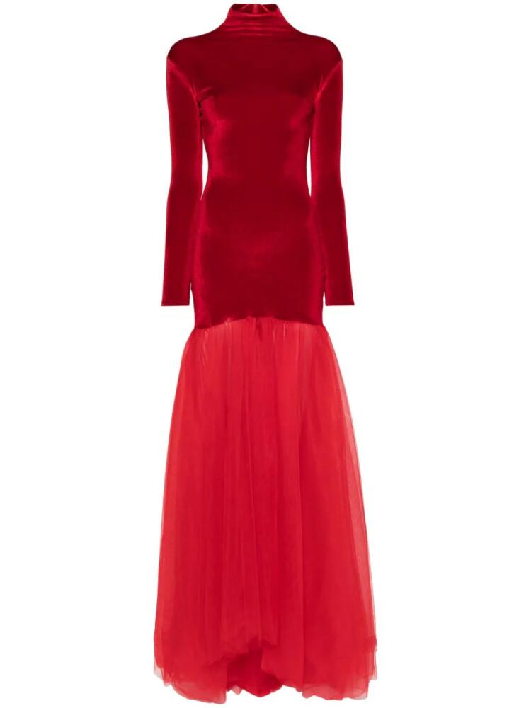 Atu Body Couture tulle-detail velvet gown - Red Cover