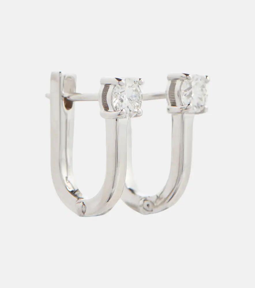 Melissa Kaye Aria U Huggie 18kt white gold hoop earrings with diamonds Cover