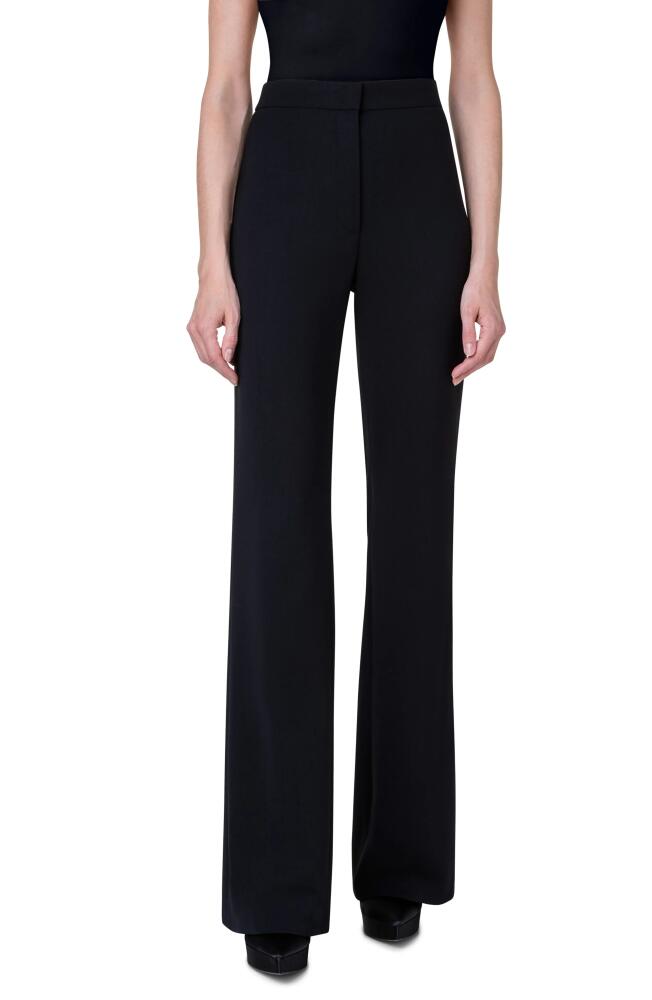 Akris punto Courtney Wide Leg Stretch Virgin Wool Pants in 009 Black Cover