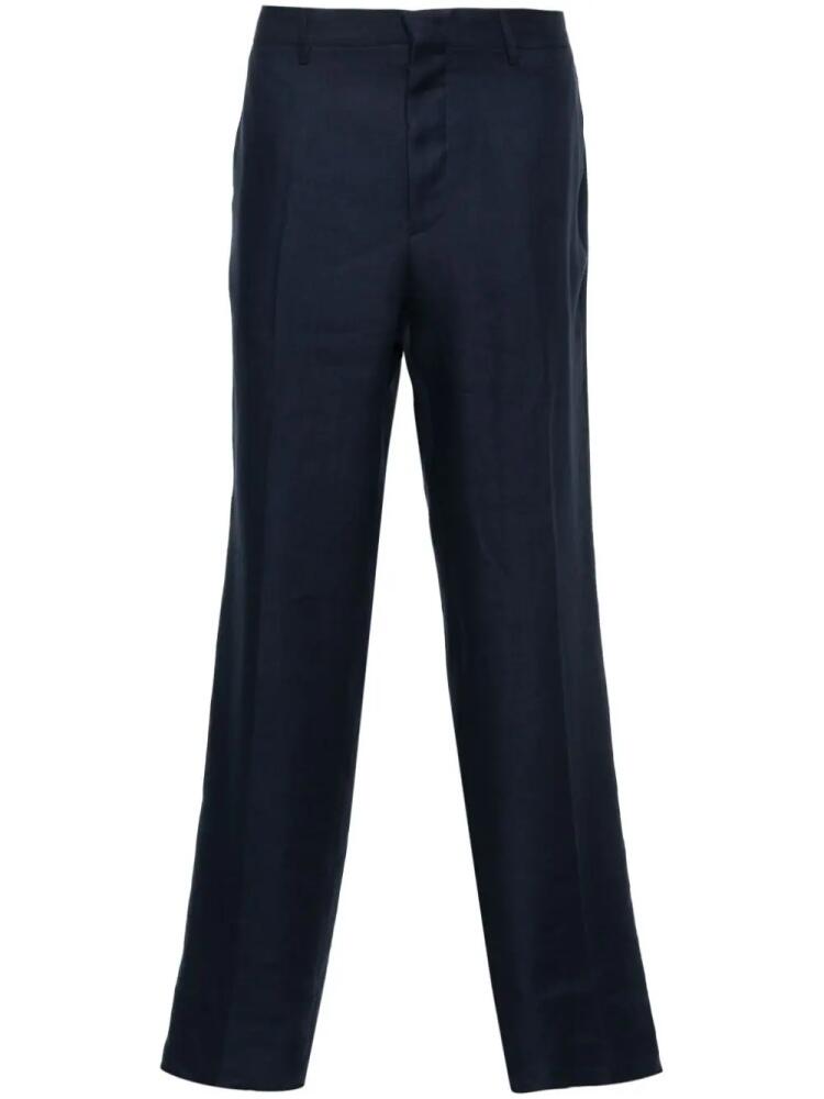 Tagliatore pressed-crease linen trousers - Blue Cover