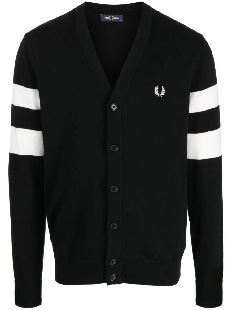 Fred Perry logo-embroidered button-up cardigan - Black Cover