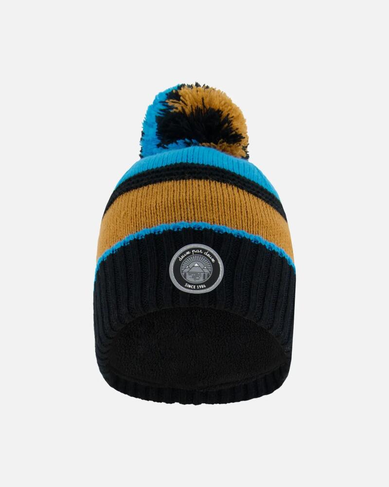 Deux par Deux Boy's Knit Hat Blue, Black And Spice in Color Block Cover