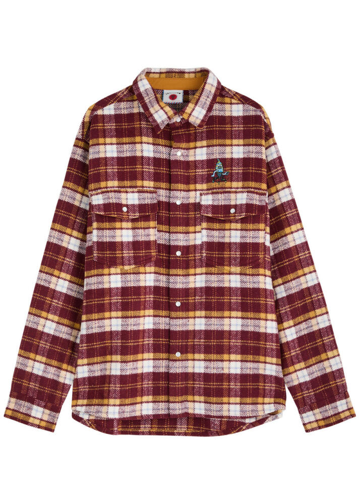 Ice Cream Logo-print Checked Flannel Overshirt - Red Cover