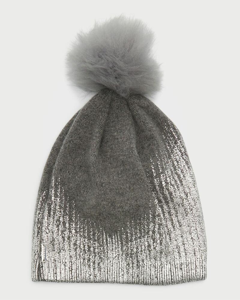 Gorski Metallic Knit Toscana Lamb Fur Pom Beanie Cover