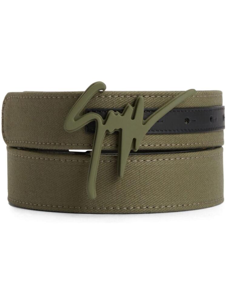 Giuseppe Zanotti logo-buckle cotton belt - Green Cover