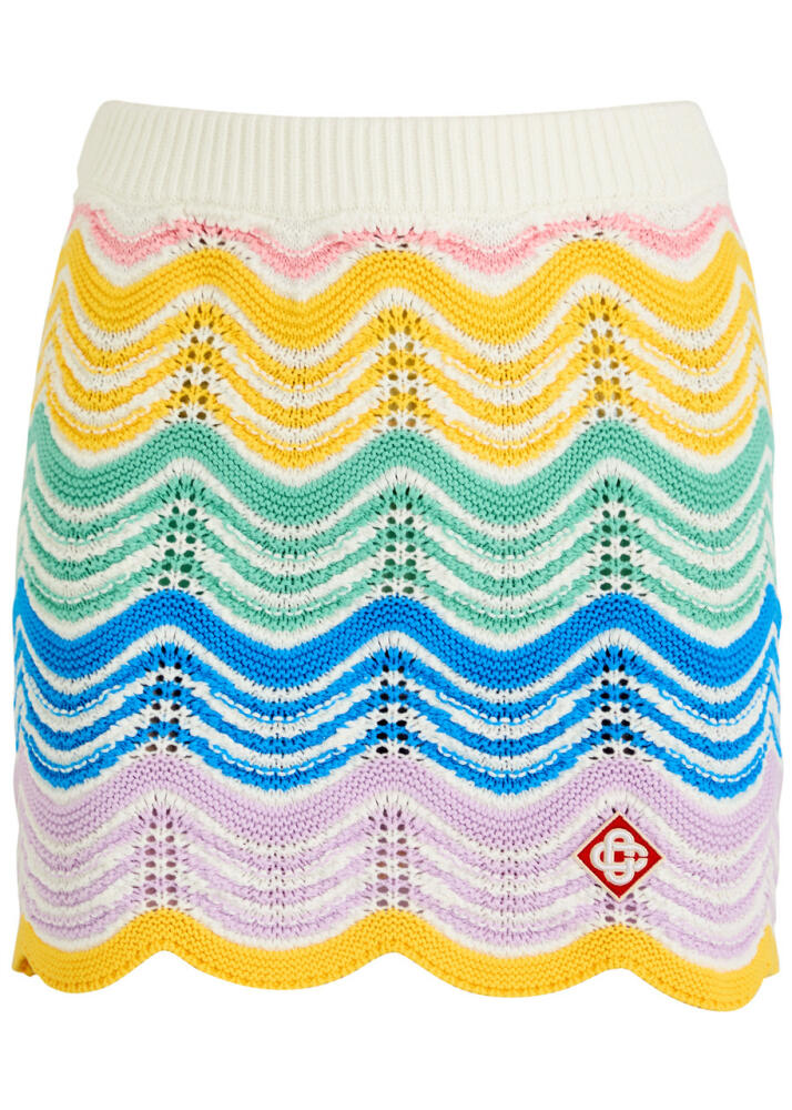 Casablanca Striped Crochet Mini Skirt - Cover