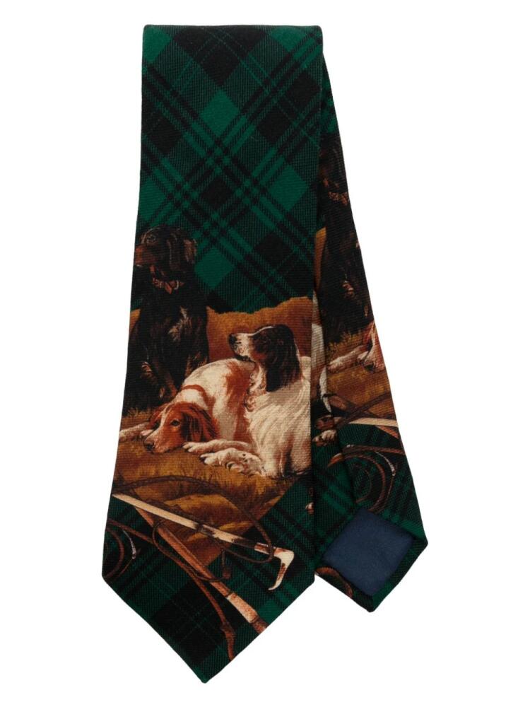 Polo Ralph Lauren plaid dog-print wool tie - Green Cover