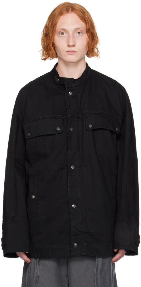 Dries Van Noten Black Press-Stud Denim Jacket Cover