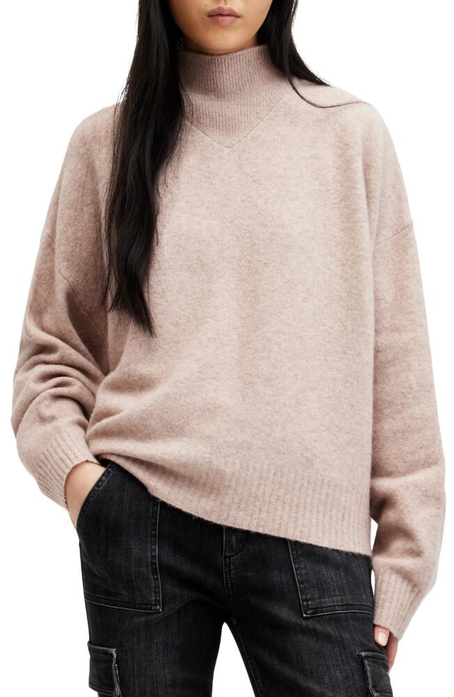 AllSaints Asha Oversize Mock Neck Sweater in Pashmina Pink Cover