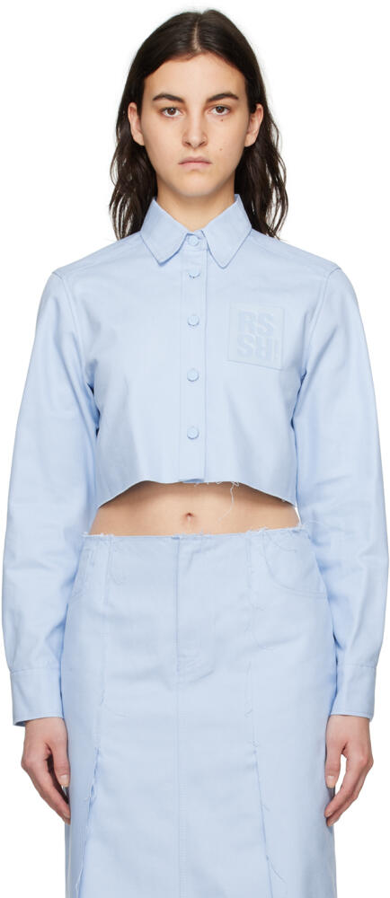 Raf Simons Blue Cropped Denim Shirt Cover