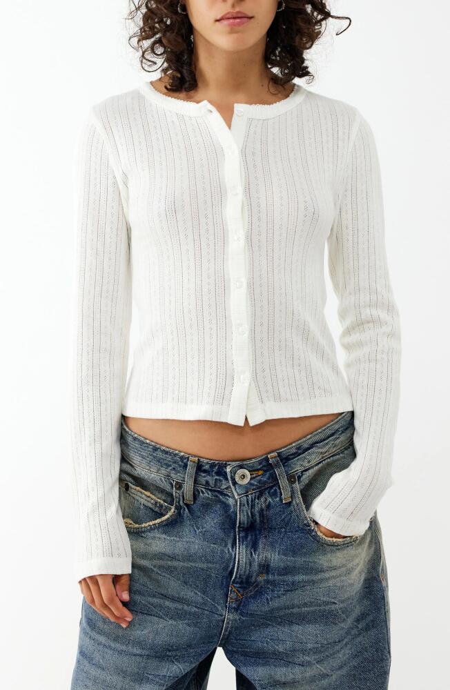 BDG Urban Outfitters Love Pointelle Stitch Cotton Cardigan in Ivory Cover