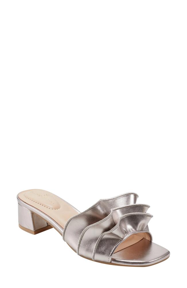 Bandolino Rista Metallic Ruffle Slide Sandal in Taupe Cover