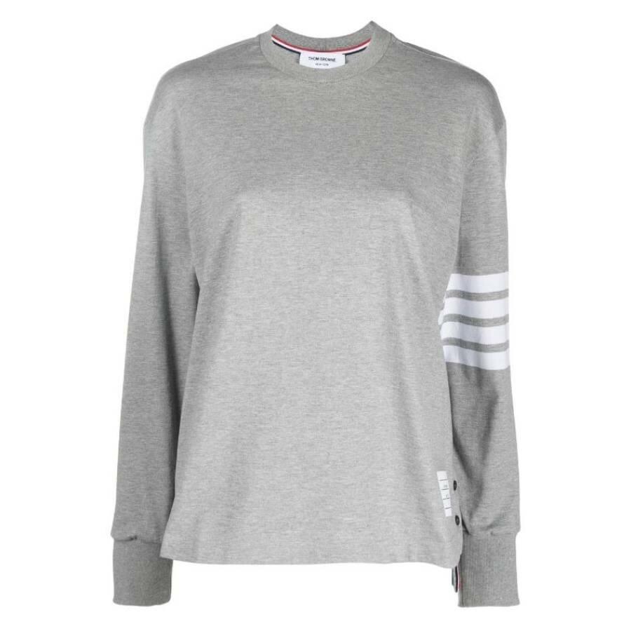 Thom Browne 4-Bar Long-Sleeve Cotton Jersey Ruby T-Shirt Cover