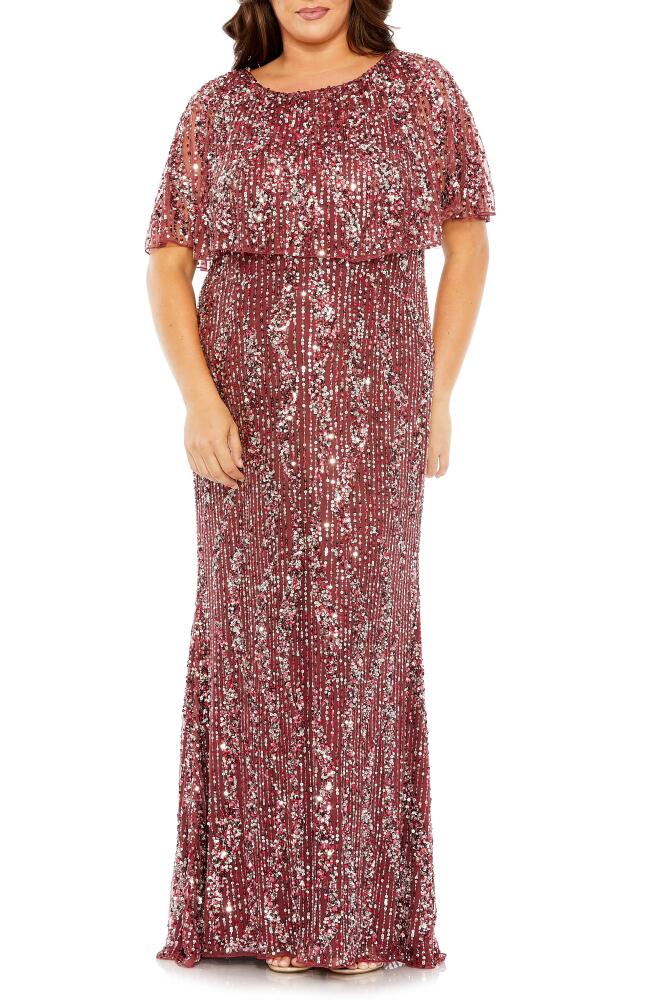 FABULOUSS BY MAC DUGGAL Sequin Popover Column Gown in Mulberry Cover