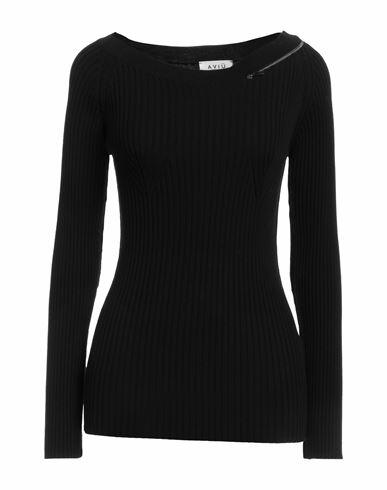 Aviù Woman Sweater Black Cotton, Wool Cover