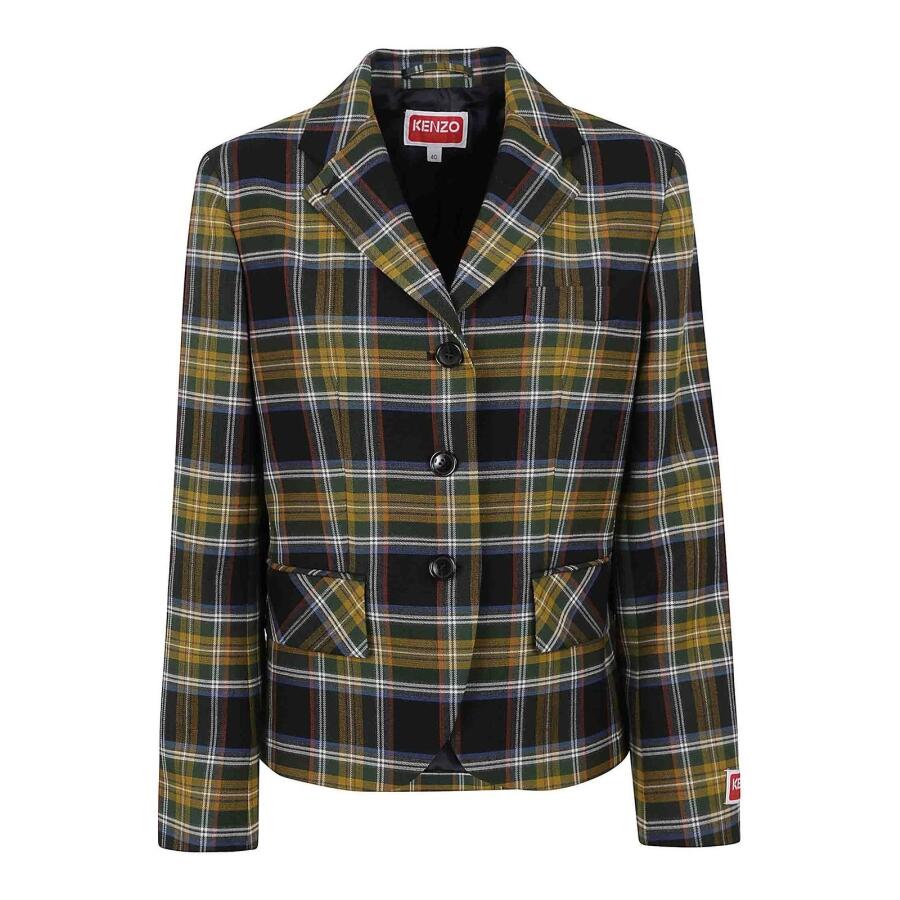 Kenzo Plaid Front Pocket Fitted Blazer Cover